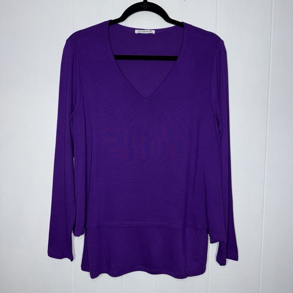 Kettlewell Women’s Layered V Neck Long Sleeve Top Purple Size L